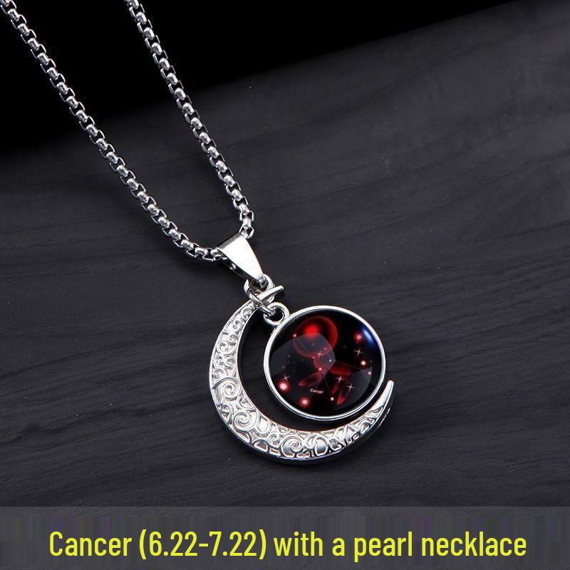 Twelve Constellations Pendant Necklace - Unisex Trendy Retro Earthy Cool Hip Hop Fashion Gift