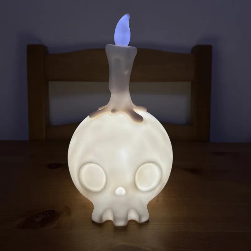 Gothic Skull Candle Shape Night Light LED Bedside Lamp Cool Girl Bedroom Decor Creative Funny Cartoon Kid Holiday Halloween Gift
