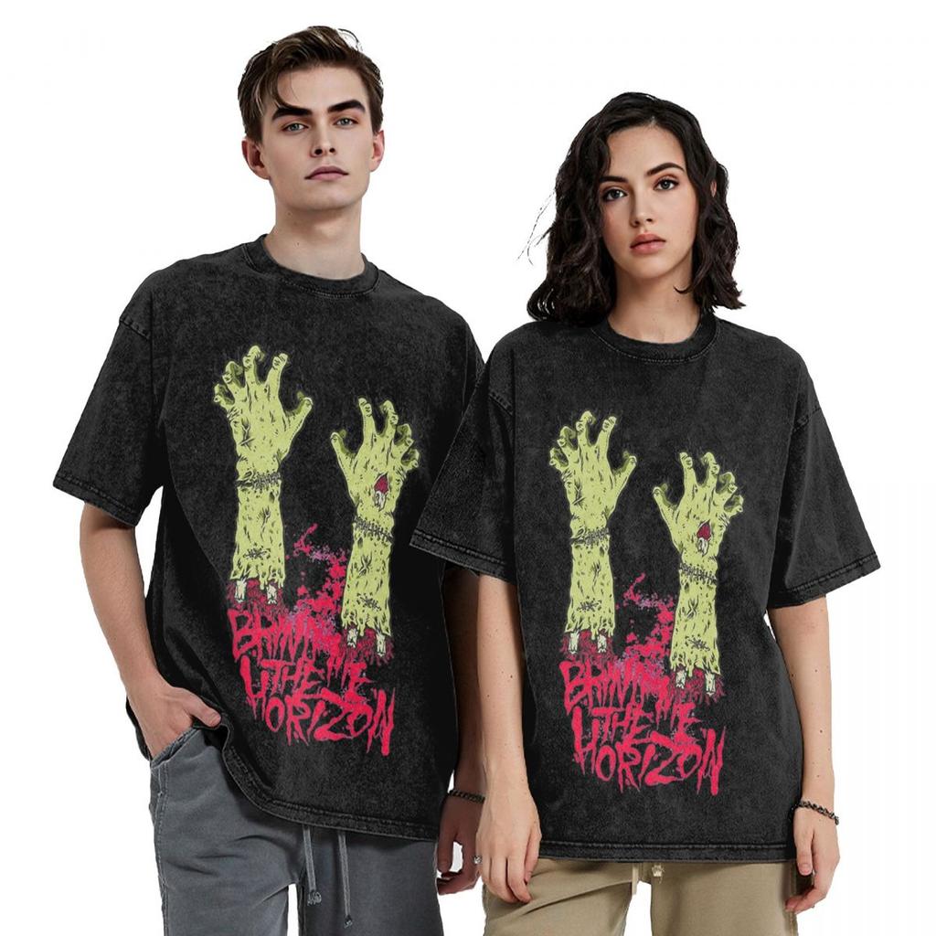 2024 Monsta Hand BMTH Horizons Rock Band Prany T-Shirt Strój Harajuku T-Shirty dla Mężczyzn Kobiet Koszulka
