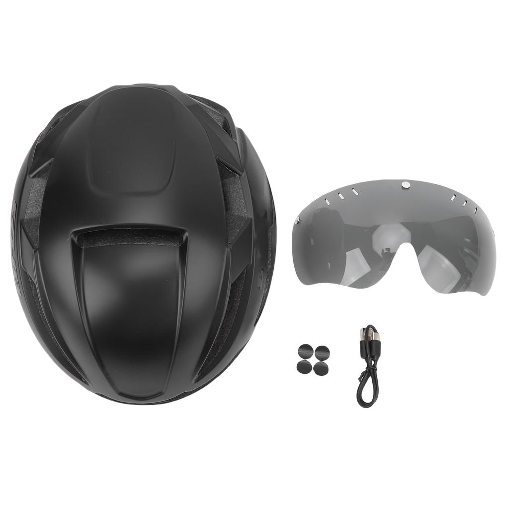Cycling Helmet MIPS Technology Bike Helmet with LED Light Goggles for Mountain Road Bike Black