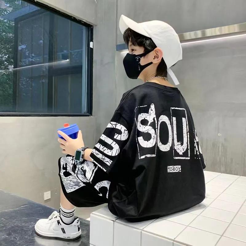 Leichtes Sommer-Set für Jungen: Stylisches kurzärmeliges T-Shirt + Shorts Zweiteiler für ältere Kinder