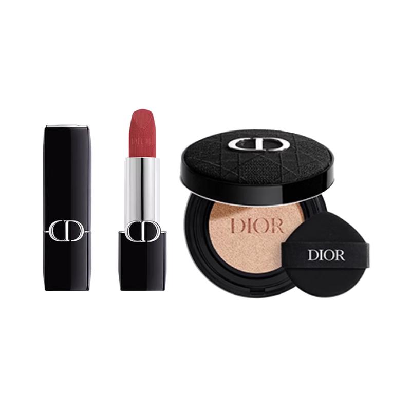DIOR Lipstick Lipstick #720 Velvet 3.5g + Embroidered Cannage Pattern Air Cushion Shell + Air Cushion #1N Fair Skin 13g No Gift Box No Gift Bag синий