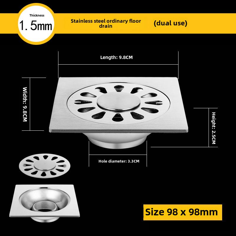 Sifon de podea din oțel inoxidabil 304, deodorant, pentru baie și mașină de spălat