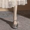 Silver Thick Heel French Round Head Mary Jane Autumn Shoes Children's Versatile Light Mouth Single Shoes Retro Small Leather Shoes