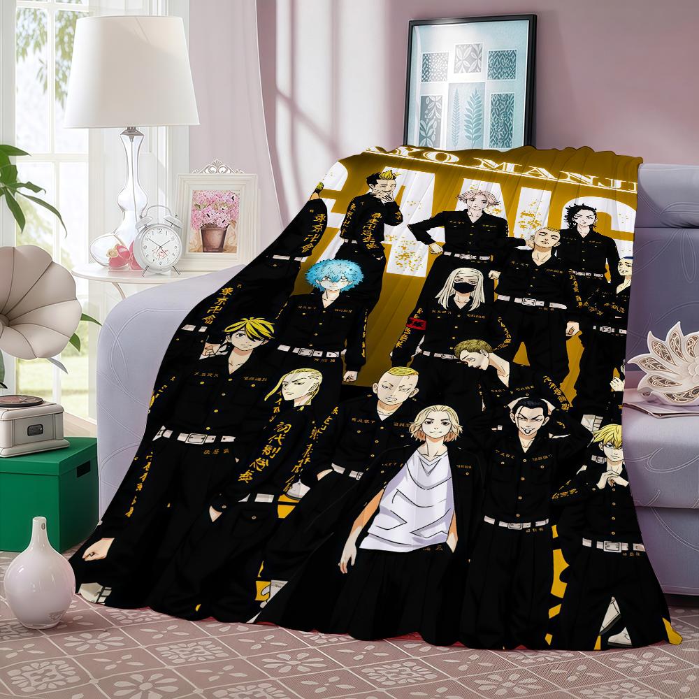 Adventure anime Tokyo Revengers Blanket For Sofa Office Bed Plane Travel Sleep Read Relax Camping Soft And Warm