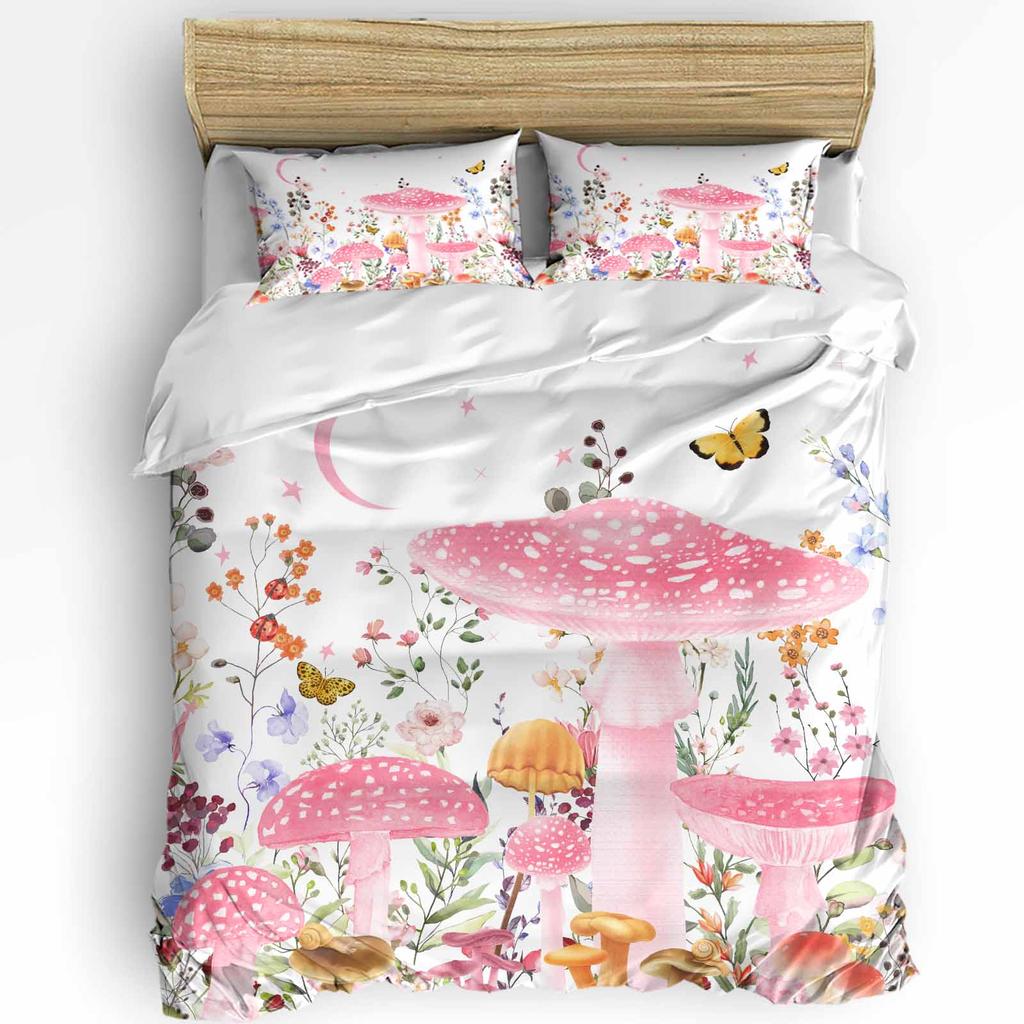 Vintage Herbaceous Floral Butterfly Flower 3pcs Bedding Set For Double Bed Home Textile Duvet Cover Quilt Cover Pillowcase