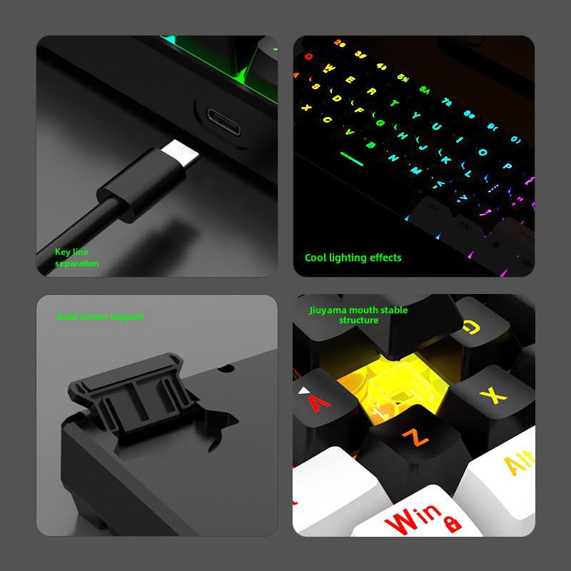 Wired RGB 61-Key Mini Gaming Keyboard - Compact, Mechanical Feel for Office and Portable Use