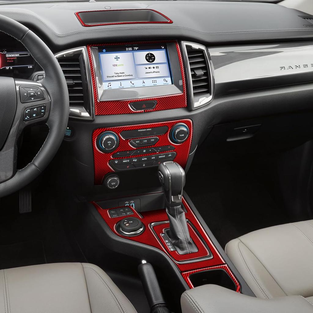 Car Sticker Carbon Fiber Center Console Gear Shift Indicator Panel Cover Trim for Ford Ranger XLT Lariat XL      Decal Accessories Red