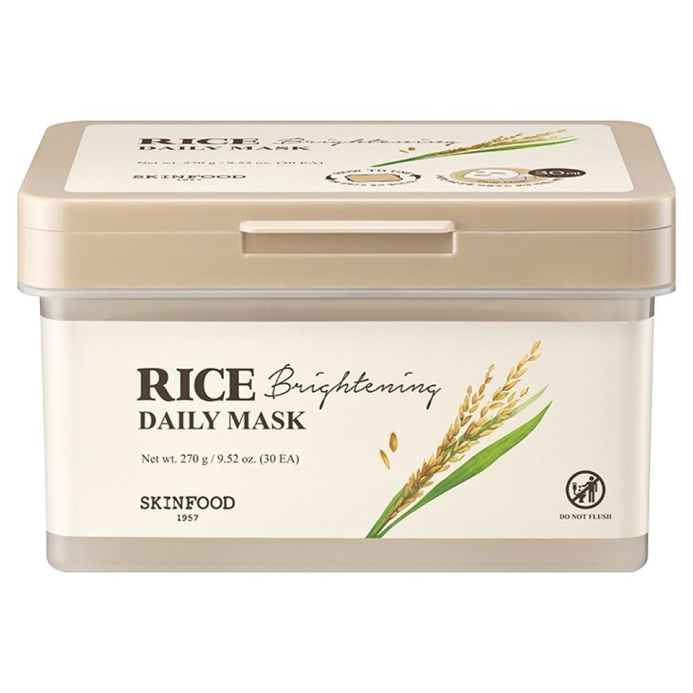 SKINFOOD Rice Brightening Daily Mask (30 Sheets) - Daily Brightening & Hydrating Sheet Mask - Radiant Korean Skincare