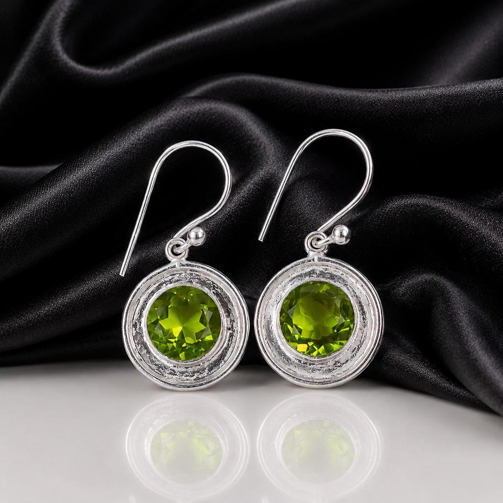 Peridot Gemstone 925 Sterling Silver Handmade Jewelry Drop Earrings 1.40" For Thanksgiving Gift EE-4-3