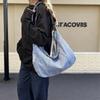 Trendy Korean Style Crossbody Bags for Fashiable and Versatile Commuting Bag Large Capacity Simple Denim Shoulder Bag Spring