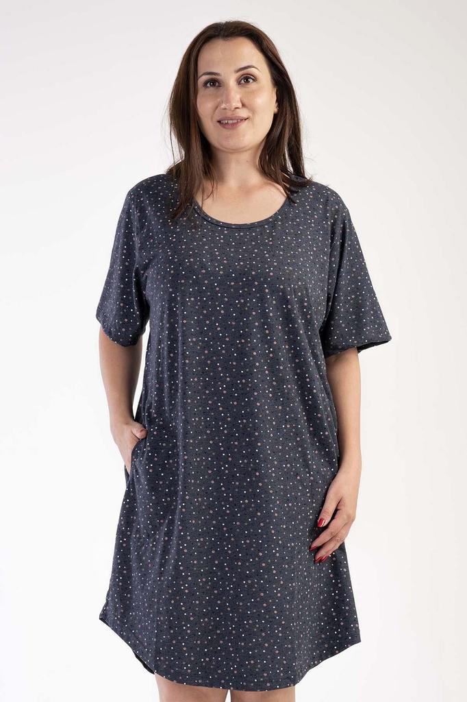 Women's Fashion Big Size Nightgown Plus Size Short Sleeve Anthracite Nightgown