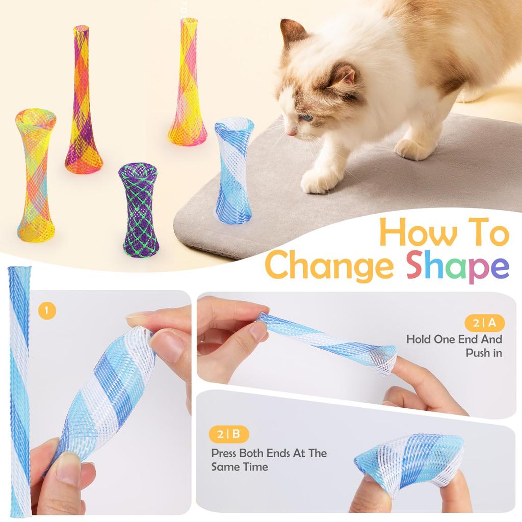 GeeRic 42-Piece Set of Cat Spring Toys, Tubes, Stress Relief, Indoor Games, Cat Supplies, Playtime with Cats