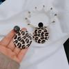 Fashion Leopard Print Stud Earrings, Personalized Geometric Round Acrylic Leopard Print Earrings