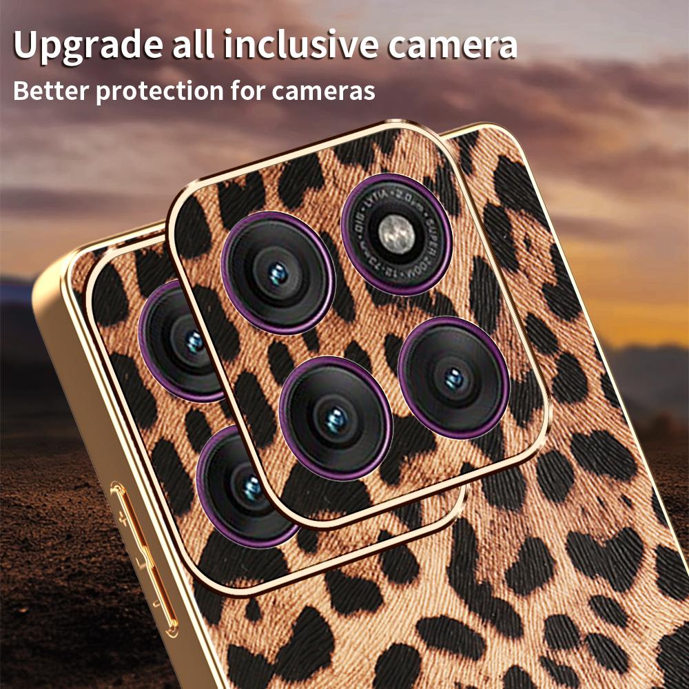 For Motorola Edge 60 Pro 5G Case Leopard Print PU Leather Coated PC + TPU Electroplating Phone Cover