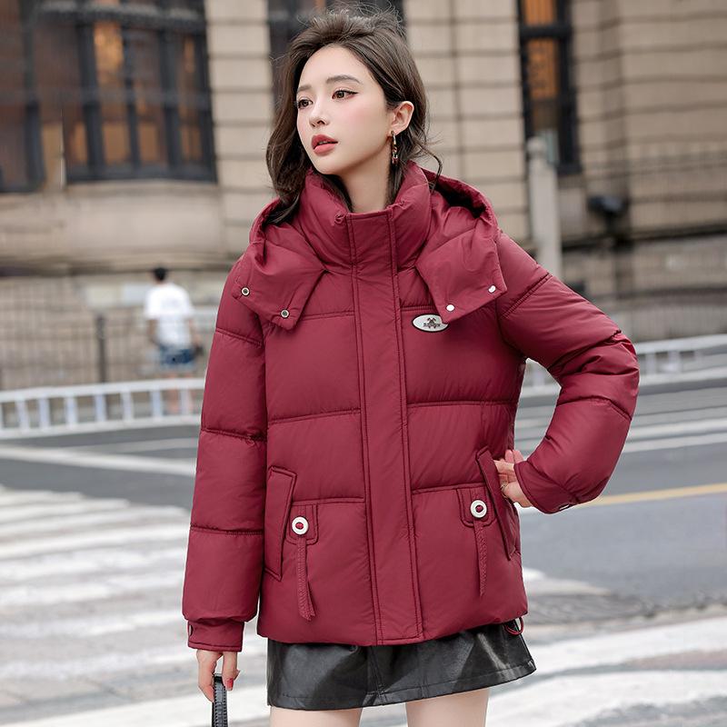 

Women s Winter 2025 Simple Commute Short Down Jacket - Youth Loose Fit, Thickened Cotton-Padded Coat. M
