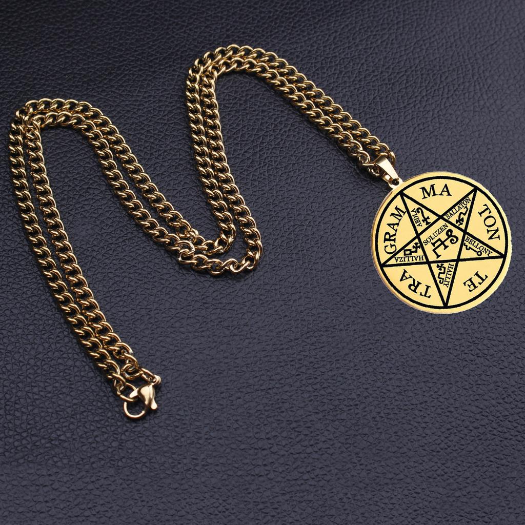 King of Pentacles 35 Solomon Enoch Protection Seal Four-Word God Name Kabbalah Star Pendant Necklace