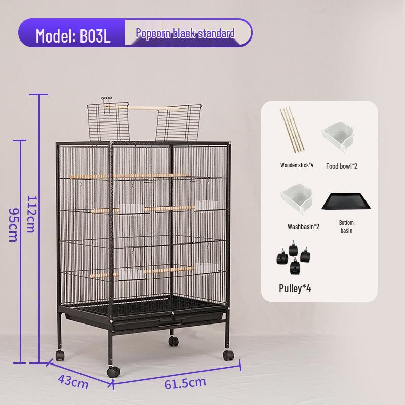 Luxury Multi-Bird Iron Cage: Elegant Medium-Large Bird Villa for Parrots 62x43x95 cm