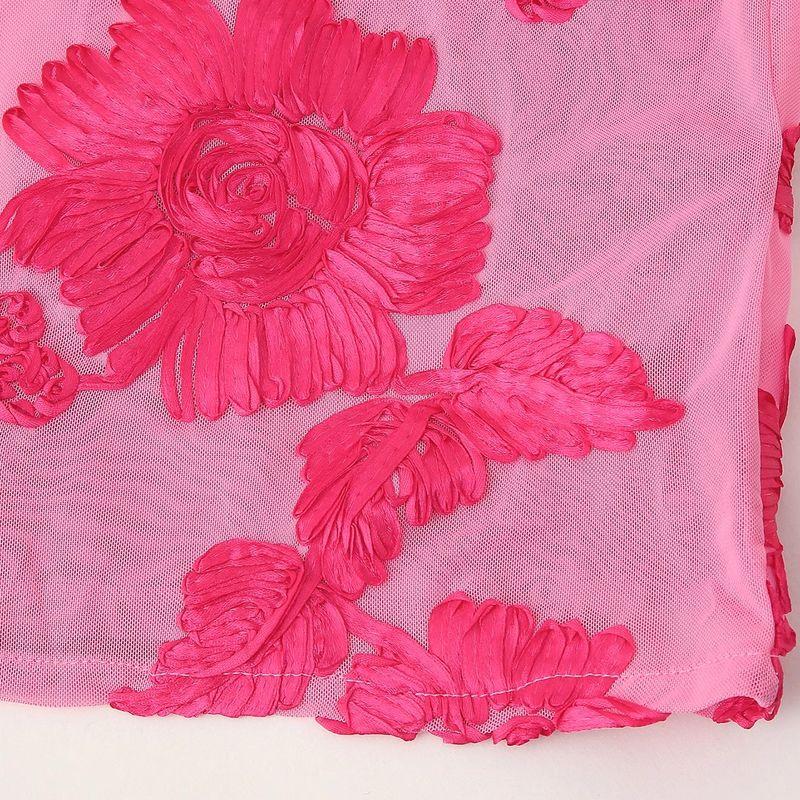 Jnleaog Autumn New Women's Clothing Fashion Style Stylish Easiest for Match Mesh Three-Dimensional Plate Flower Sheath Dress