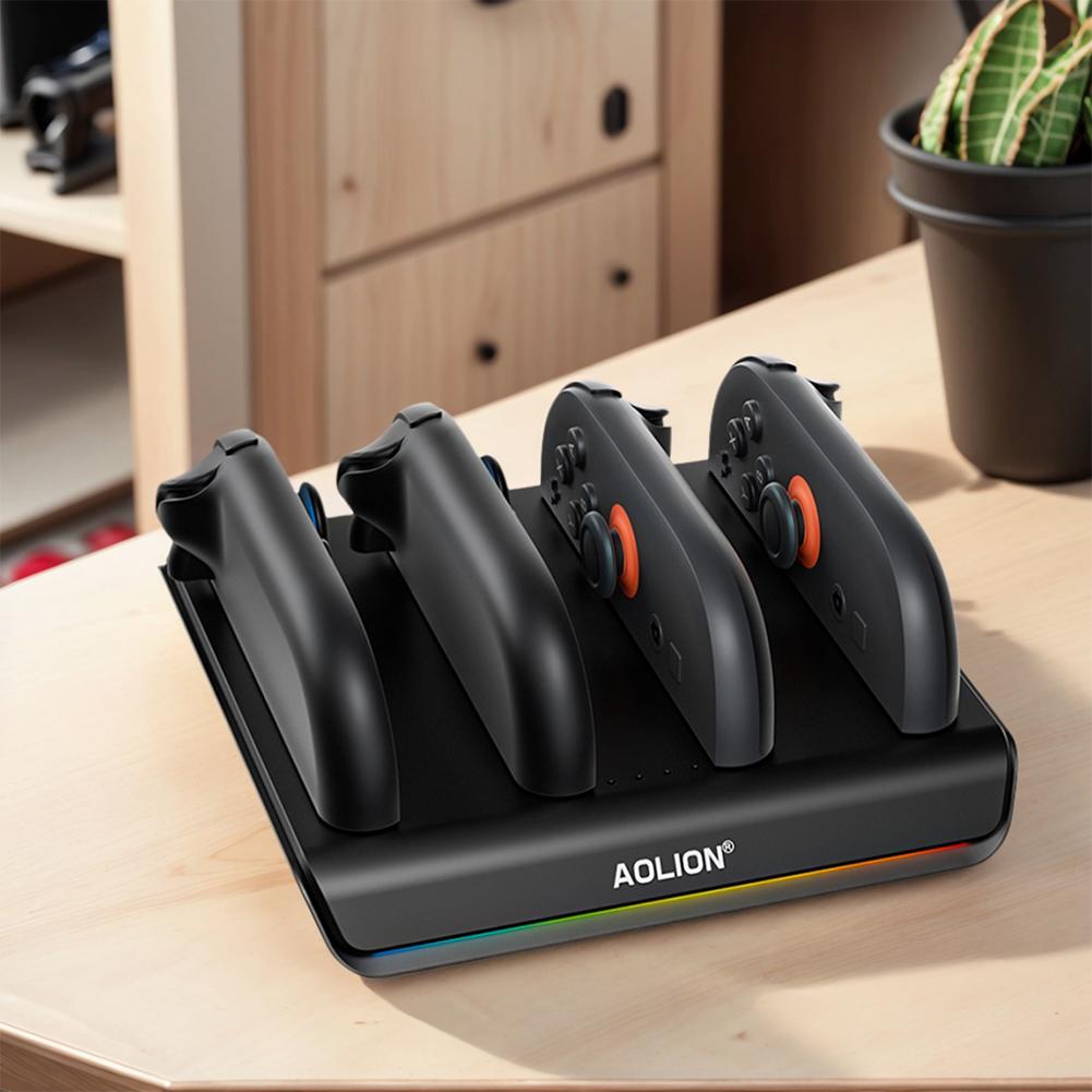 For Nintendo Switch 2 Controller Charger 4 In 1 Charging Dock Charger Stand Station For Switch2 Joy-Con With Indicator Light