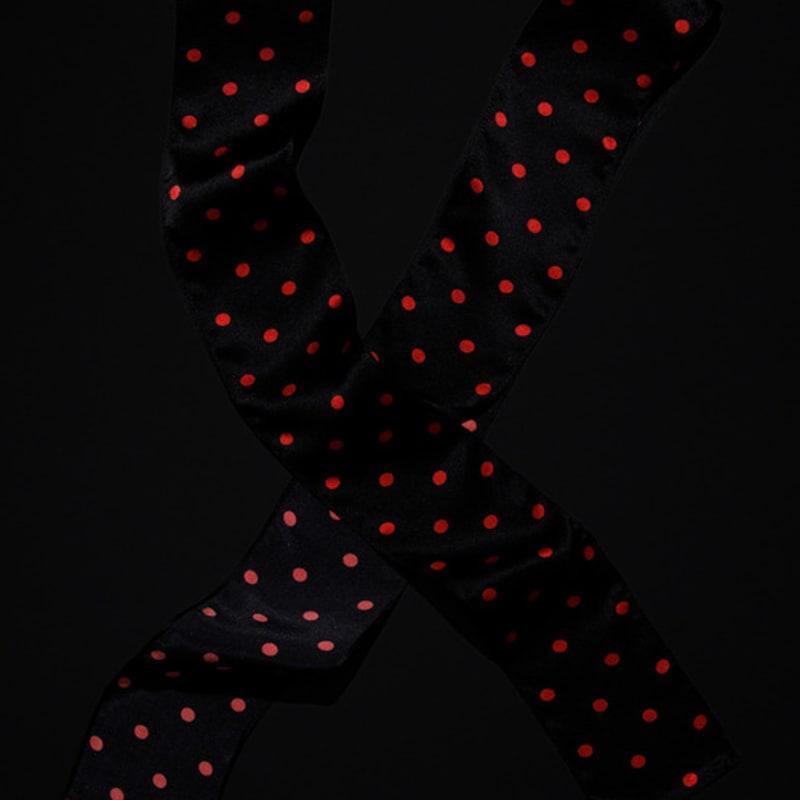 RECLOW DOT SILK LONG SCARF BLACK