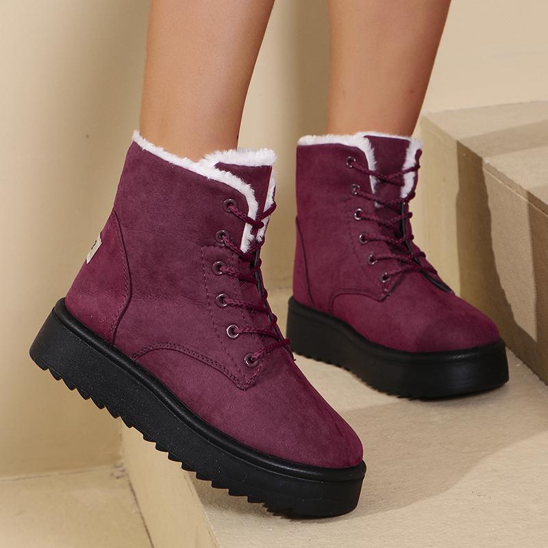 

Модные зимние ботинки женские Новая женская обувь Платформа Женская обувь Большой размер Полусапоги Повседневная женская зимняя обувь Ботинки Botas Mujer 36 красный