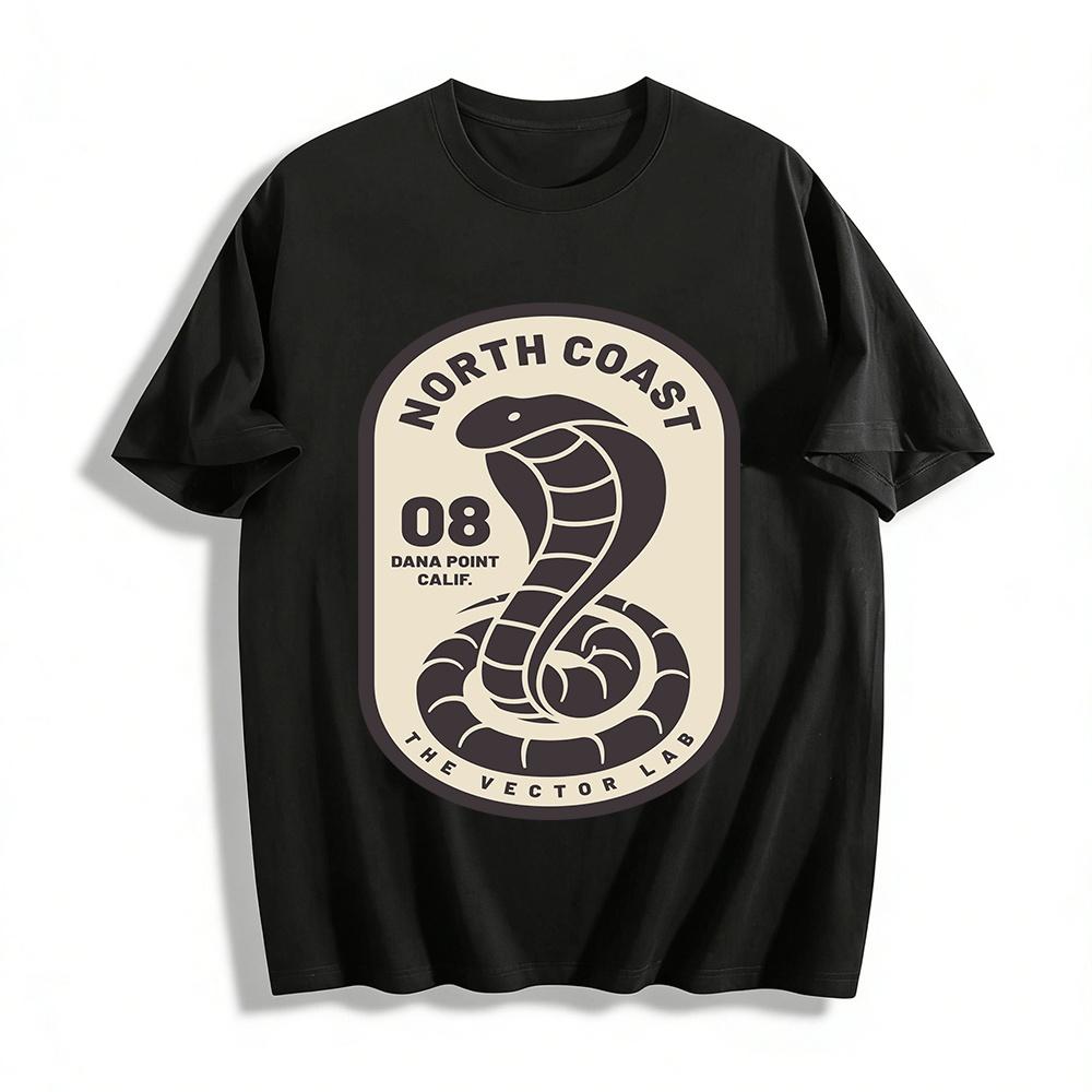 North Coast Cobra Print Tee Dana Point Calif Retro Casual Top Pure cotton T-shirt XXS