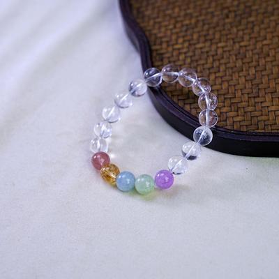 Eleganz: Damen Aquamarin Multi-Edelstein Kristall Armband - Stilvolles Weißes Perlendesign