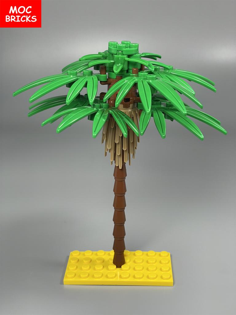 MOC Bricks Palm Fruit Tree Coconut Tropical Rainforest Plant View City Model Educational Building Blocks DIY Assembled Toys