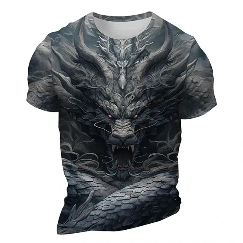 Lustiges T-Shirt mit 3D-Wolfsmuster für Männer, Hip-Hop-Trend, Harajuku, Streetwear, Mode, Animal-Print, lässiges T-Shirt mit O-Ausschnitt und kurzen Ärmeln