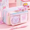 Transparent Pencil Case Multi-Pockets Pencil Pouch Durable Stationery Bag