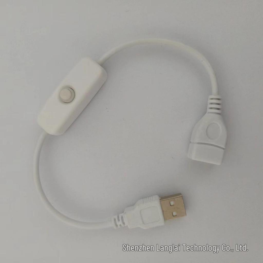 DC5521 USB Power Switch Extension Cord - Black & White