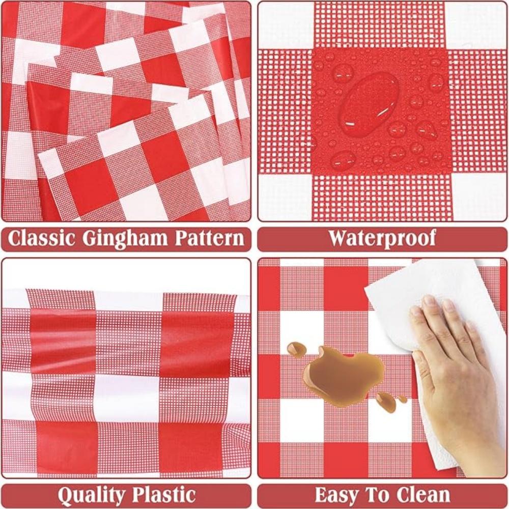 1/2pcs Disposable Table Cloth Waterproof Plastic Tablecloth, Rectangle Checkered Table Covers for Picnic, Birthday, Part