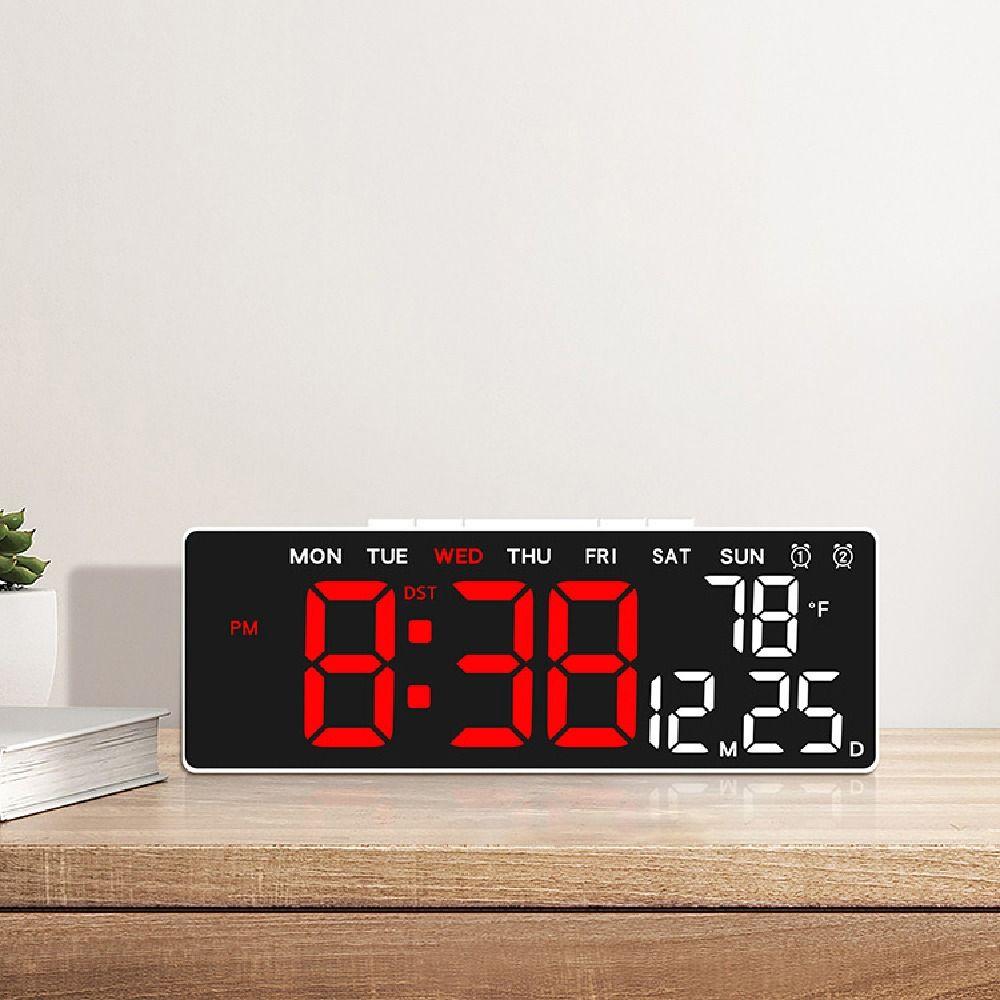 12/24H Format LED Electronic Clock Date Week 2 Alarms Alarm Clock Countdown Function Auto-Dimmer Dual Control Table Clock School
