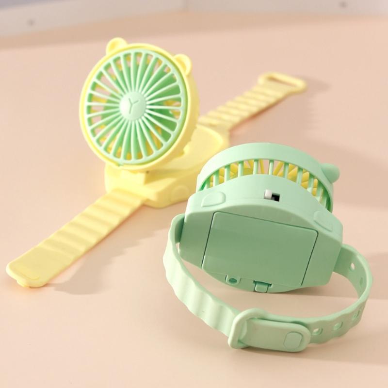 AM4 Battery Operated Powerful Watch Fan Portable Small Lightweight Cartoon Cooling Fan for Girl Kids Indoor Outdoor