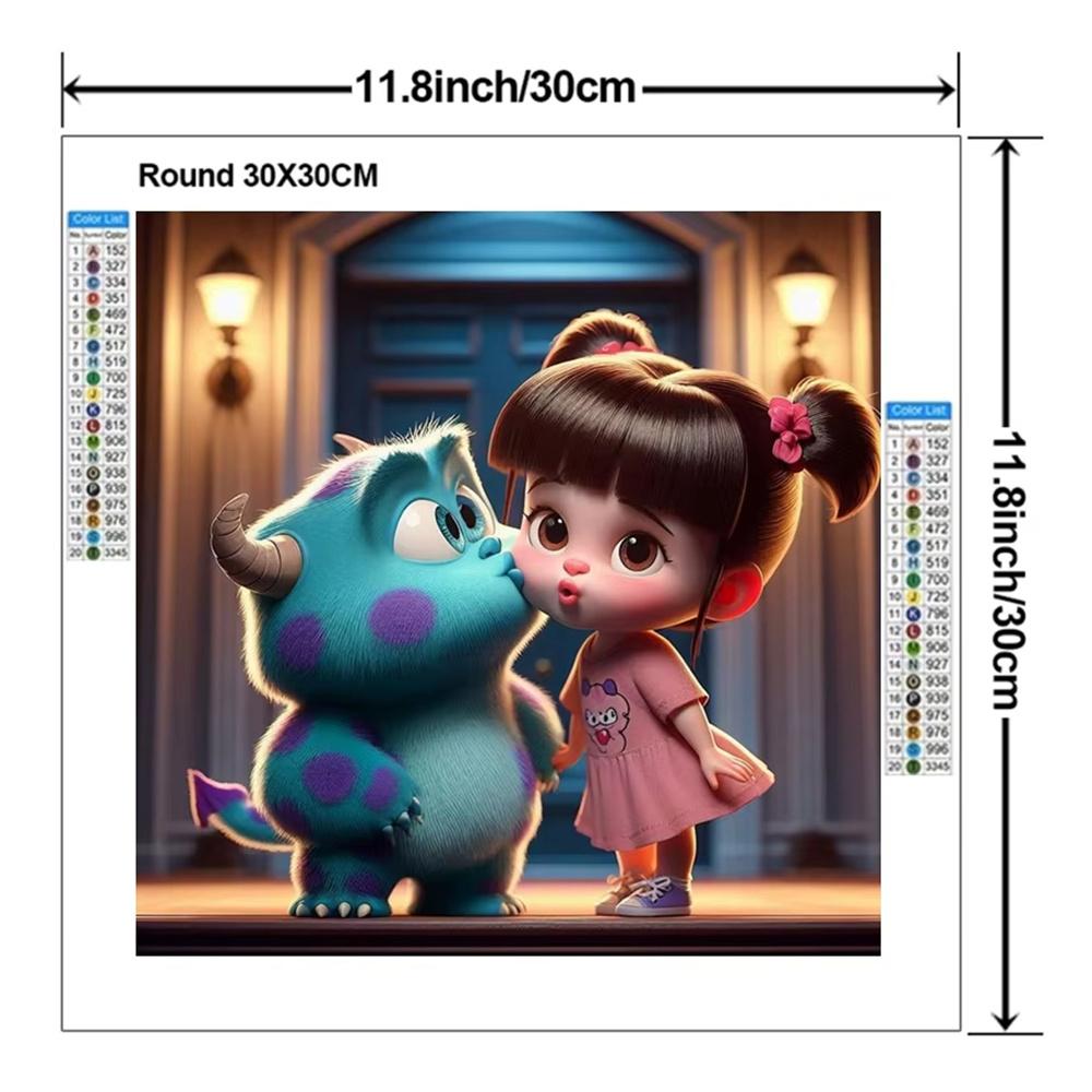 2026 Nowy Disney Potwory i Spółka Urocza Dziewczynka Haft Diamentowy Kreskówka Okrągły Obraz Diamentowy Mozaika Puzzle Dżety Dekoracja Domu