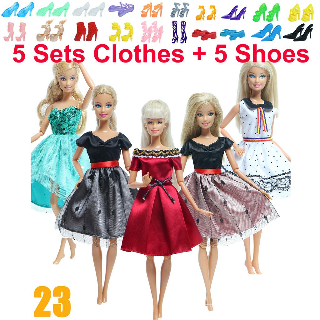 10 Stück/Set Mode-Outfits Ba Puppe Bie Hemd Hose Kleid Schuhe 11,5 Zoll Puppenkleidung Puppenhaus 11,8" 30cm 1/6 Puppenzubehör
