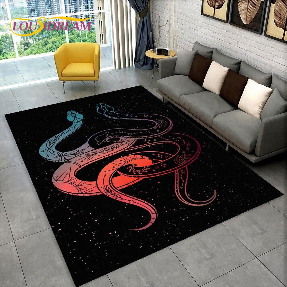 3D Gothic Horrible Snake Serpent Area Rug,Carpet for Home Living Room Bedroom Sofa Doormat Kitchen Decor,kids Non-slip Floor Mat