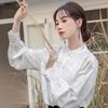 Chinese Style Long Sleeve Blouse Women Elegant Embroidery Vintage Floral Print Chic Tops Loose Fit Ladies Casual Shirts