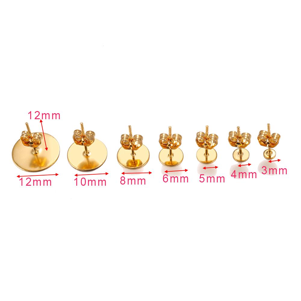 10Pcs Gold Color Stainless Steel Love Heart Ear Studs Earring Stud Pins Base for DIY Earrings Base Jewelry Making Accessories