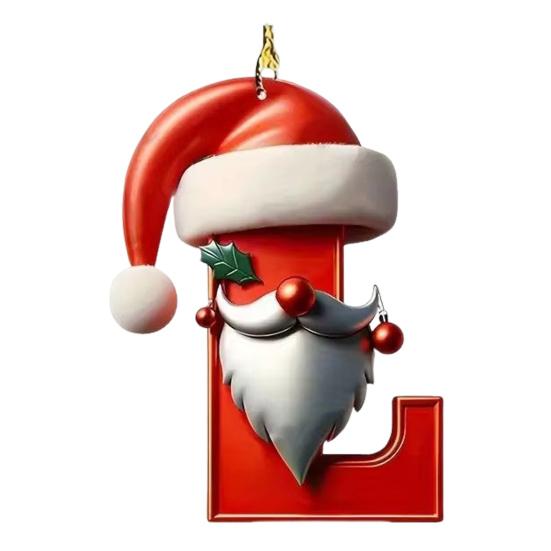26 Letters Christmas Ornaments Personalized Santa Claus Monogram Initial Letter Xmas Tree Pendant for Tree DIY Craft Home Decor