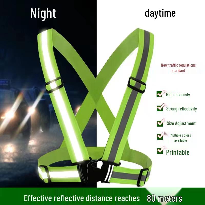 Reflective Night Running & Cycling Safety Vest with Elastic Straps