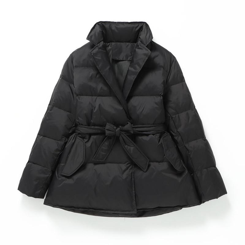 2024 New Korean Version Medium and Long Down Jacket Women's Stand-up Collar Belt Thick Slim and Thin White Duck Down Simple and Warm
