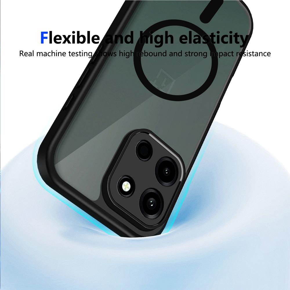 KEYSION Magnetic Phone Case for OnePlus Nord 6 Soft Silicone+PC Matte Translucent Black Shockproof Cover for OnePlus 1+ Nord 6