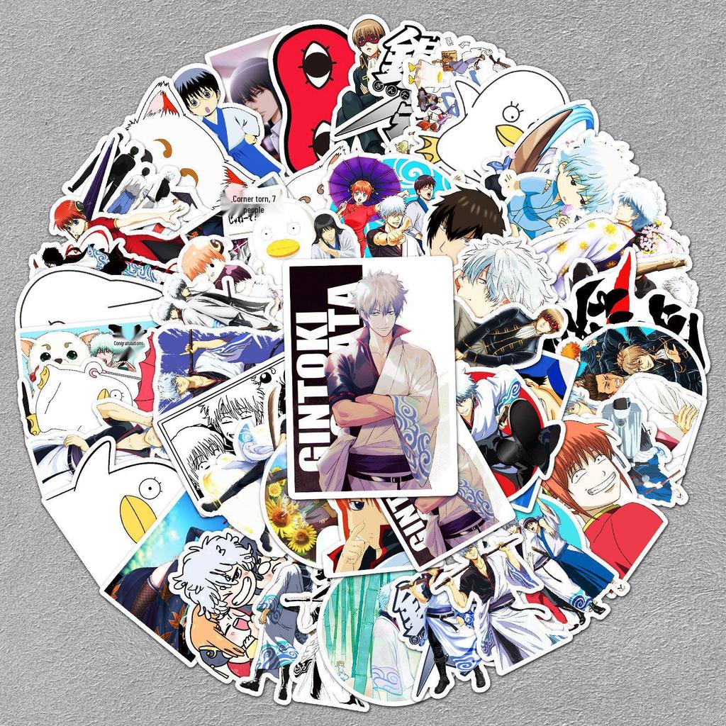 50 Japanese Anime Gintama Stickers: Waterproof Decorating Set for Notebooks, Laptops, and Suitcases