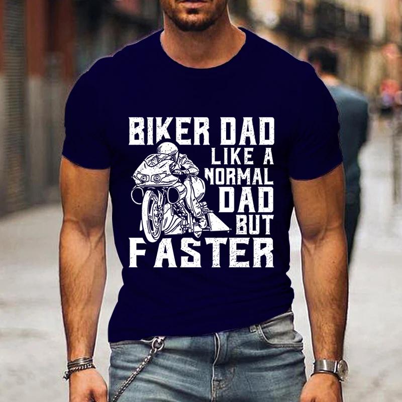 New Biker Dad Print Men's T Shirt Funny Fashion Father Day Gifts Tee Harajuku Letter Graphic T Shirts Men Casual Street T-shirt