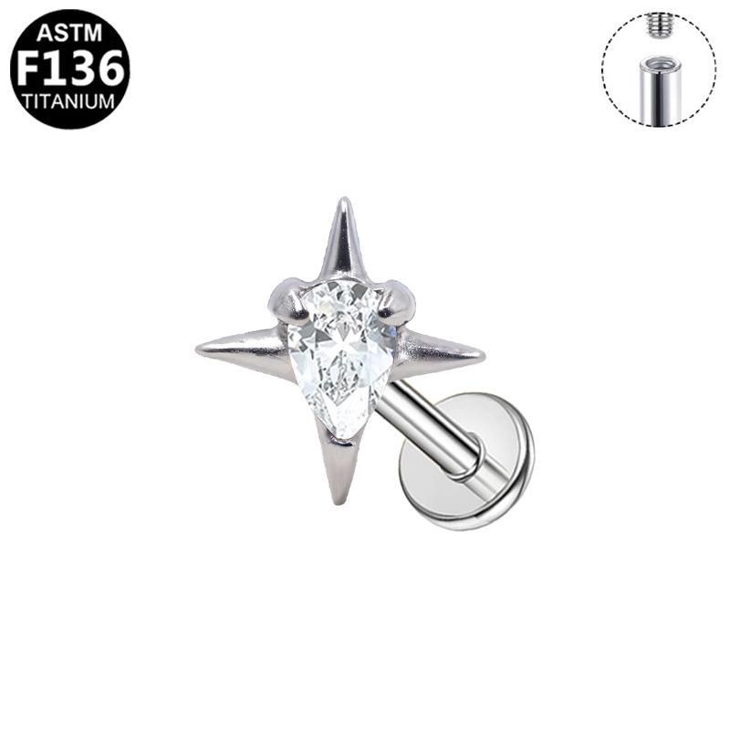 Herzförmiger Katzen-Ohrknochen-Stecker Piercing Schmuck mit lila Zirkon G23 Titan - Designer-Stil, Modisch, Schlicht.