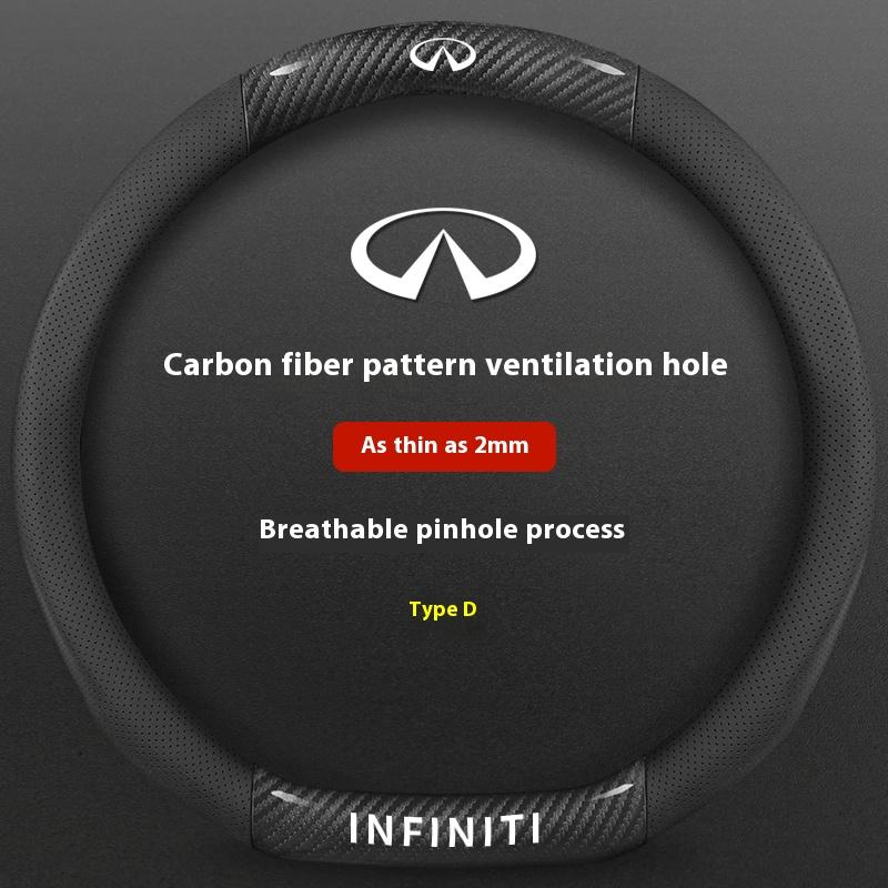 Infiniti Q50 Q60S Q70 QX30 QX50 QX55 QX56 QX60 QX70 QX8 JX35 EX25 FX35 G37 M35 ESQ Car Carbon Fiber Leather Steering Wheel Cover BB3