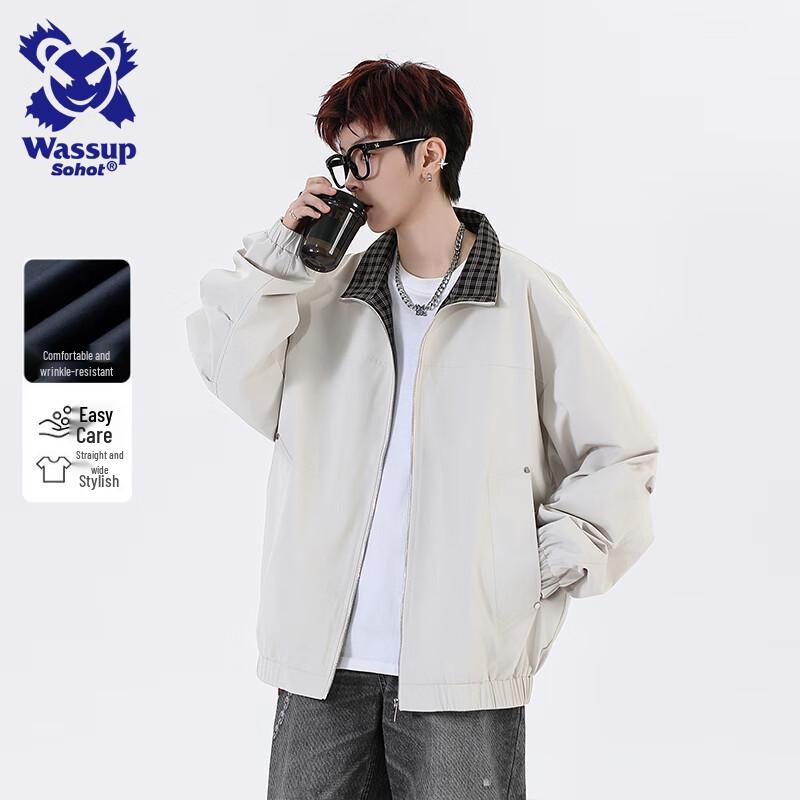 

Wassup Sohot Men s Plaid Casual Lapel Jacket XL