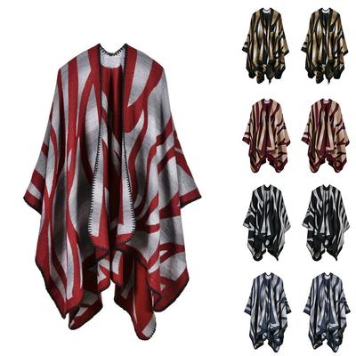 Dámska zimná teplá prikrývka s veľkou potlačou Cape Wraps Šatka Cardigans
